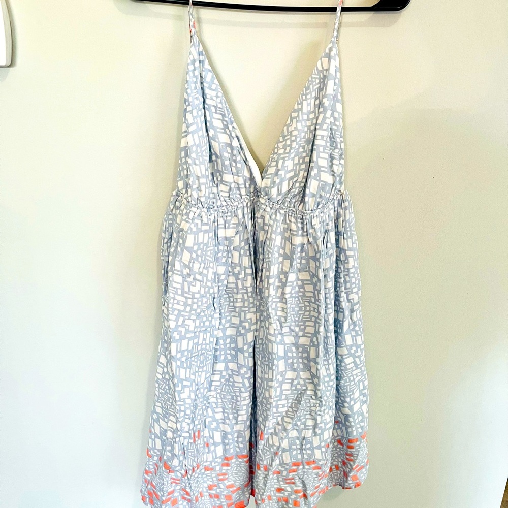 Boutique Blue Printed Babydoll Dress